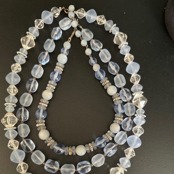 Vintage Blue Lucite with moon-glow 3 necklace stack - Picture 6 of 6